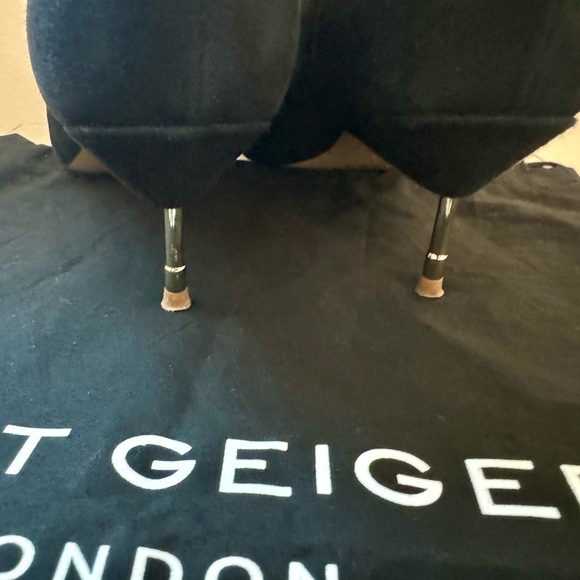 Kurt Geiger Bellevue Suede Leather Heeled Ankle Boots Black Crystals 8 38 - Picture 4 of 7